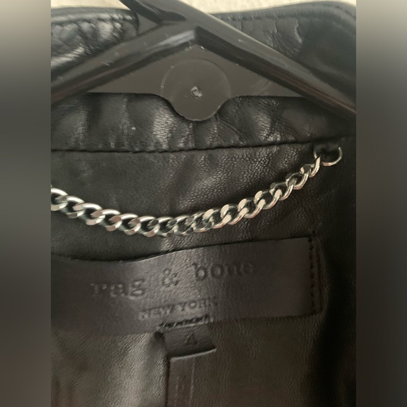 Rag & Bone Lyon Lamb Leather Black Moto Jacket women’s size 4 - Picture 3 of 13